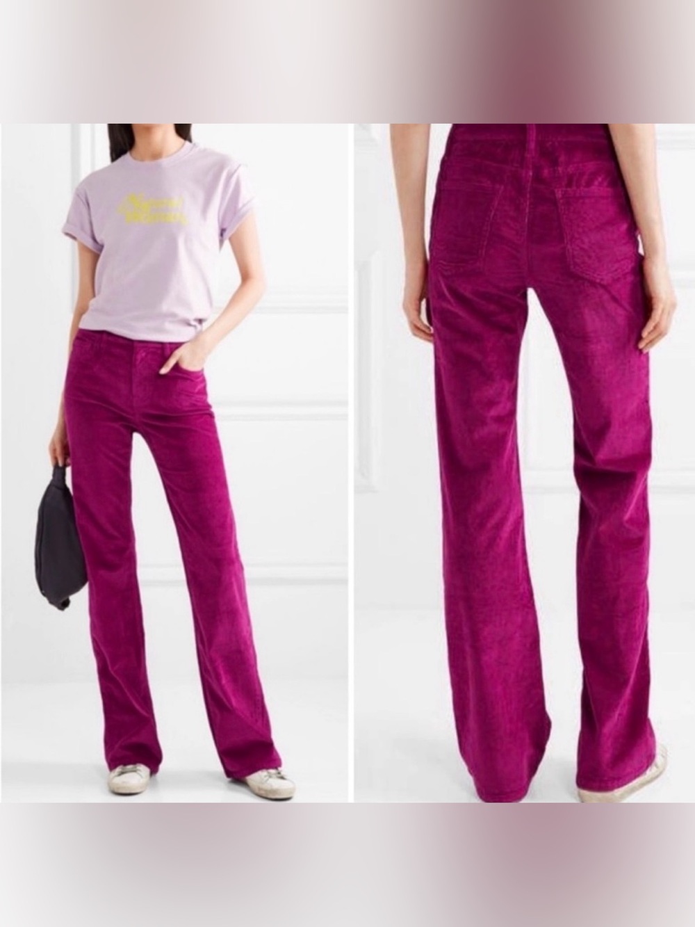Current/Elliott Size 27 Magenta Pink Corduroy Flare Pants High Rise